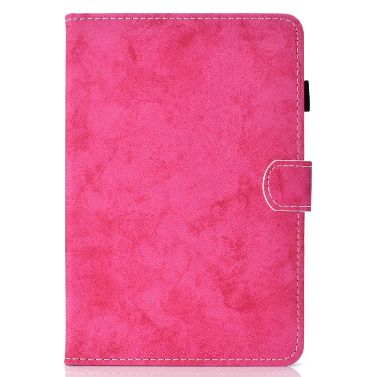 For Galaxy Tab S6 Lite Sewing Thread Horizontal Solid Color Flat Leather Case with Sleep Function & Pen Cover & Anti Skid Strip & Card Slot & Holder(Rose Red) by bashfashion