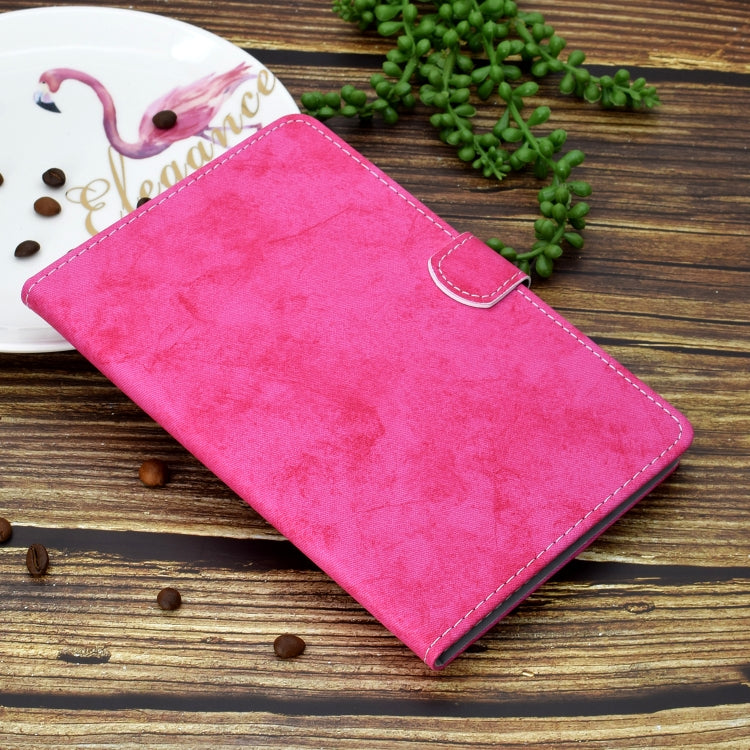 For Galaxy Tab S6 Lite Sewing Thread Horizontal Solid Color Flat Leather Case with Sleep Function & Pen Cover & Anti Skid Strip & Card Slot & Holder(Rose Red) by bashfashion