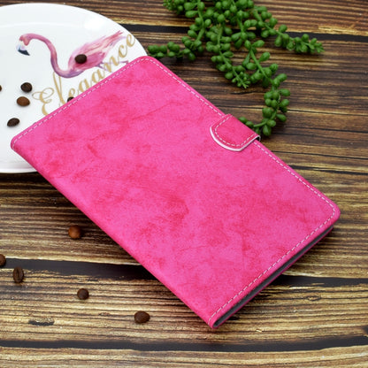 For Galaxy Tab S6 Lite Sewing Thread Horizontal Solid Color Flat Leather Case with Sleep Function & Pen Cover & Anti Skid Strip & Card Slot & Holder(Rose Red) by bashfashion