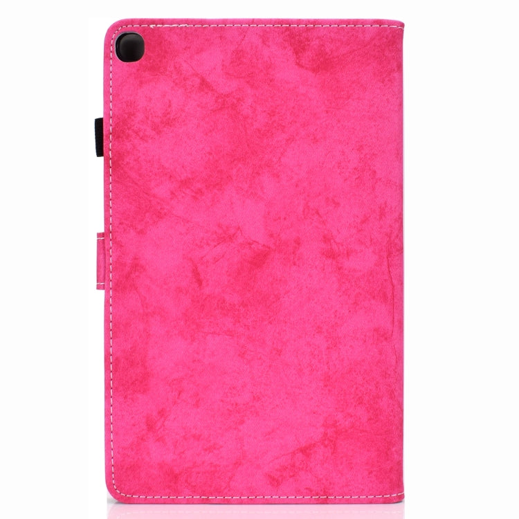 For Galaxy Tab S6 Lite Sewing Thread Horizontal Solid Color Flat Leather Case with Sleep Function & Pen Cover & Anti Skid Strip & Card Slot & Holder(Rose Red) by bashfashion
