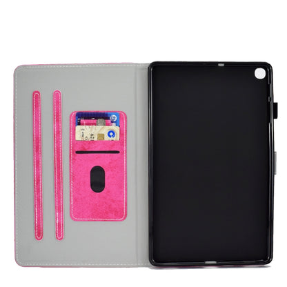 For Galaxy Tab S6 Lite Sewing Thread Horizontal Solid Color Flat Leather Case with Sleep Function & Pen Cover & Anti Skid Strip & Card Slot & Holder(Rose Red) by bashfashion