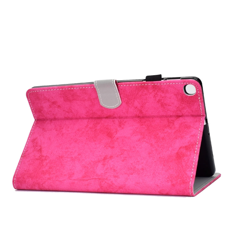 For Galaxy Tab S6 Lite Sewing Thread Horizontal Solid Color Flat Leather Case with Sleep Function & Pen Cover & Anti Skid Strip & Card Slot & Holder(Rose Red) by bashfashion
