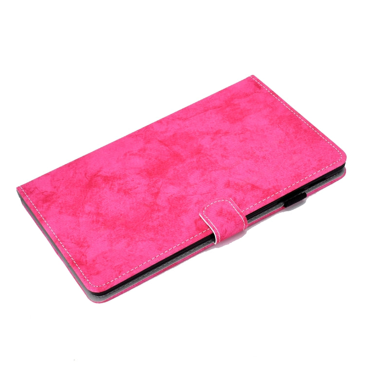 For Galaxy Tab S6 Lite Sewing Thread Horizontal Solid Color Flat Leather Case with Sleep Function & Pen Cover & Anti Skid Strip & Card Slot & Holder(Rose Red) by bashfashion