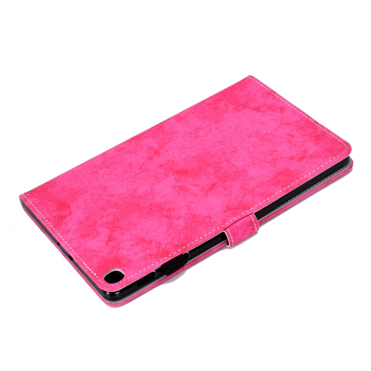 For Galaxy Tab S6 Lite Sewing Thread Horizontal Solid Color Flat Leather Case with Sleep Function & Pen Cover & Anti Skid Strip & Card Slot & Holder(Rose Red) by bashfashion