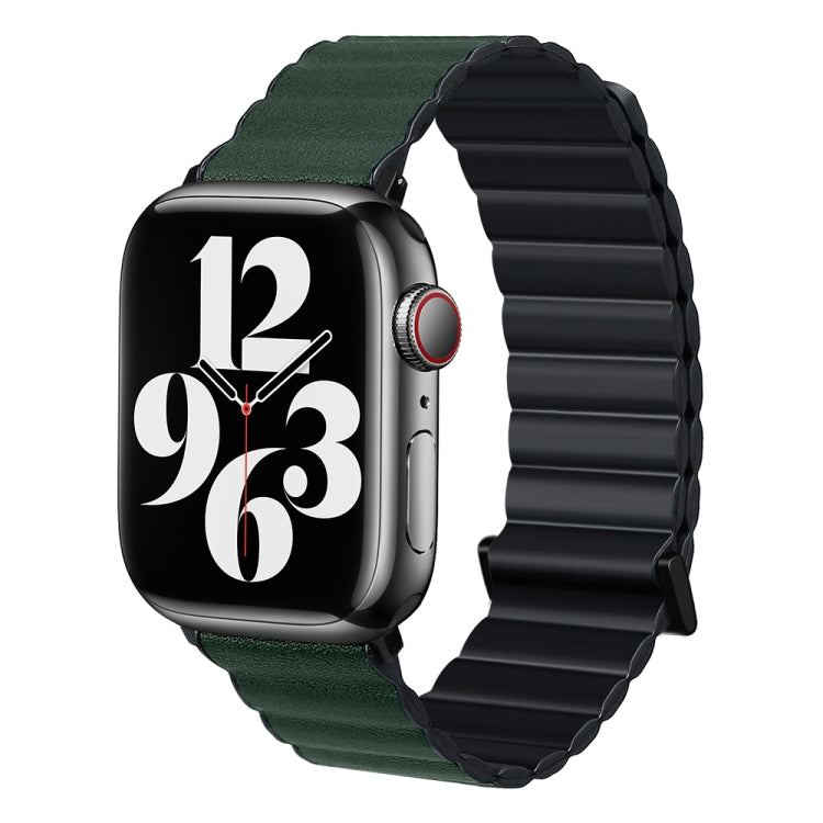 TPU Magnetic Watch Band For Apple Watch Series 9&8&7 41mm / SE 3&SE 2&6&SE&5&4 40mm / 3&2&1 38mm(Black+Dark Green) by bashfashion