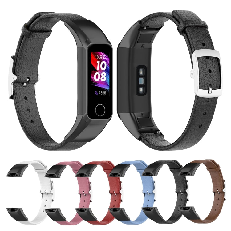 For Huawei Band 4 (ADS-B29) / Honor Band 5i (CRS-B19S) Genuine Leather Wrist Strap Watchband(Red) by bashfashion