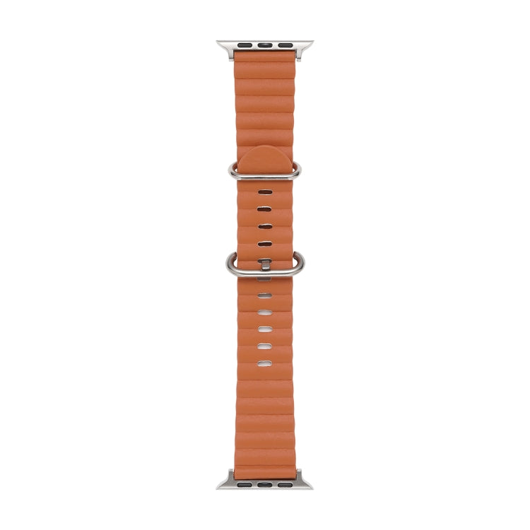 Ocean Style Leather Watch Strap For Apple Watch Ultra 49mm / Series 8&7 45mm / SE 2&6&SE&5&4 44mm / 3&2&1 42mm(Golden Brown) by bashfashion