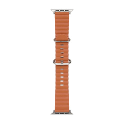 Ocean Style Leather Watch Strap For Apple Watch Ultra 49mm / Series 8&7 45mm / SE 2&6&SE&5&4 44mm / 3&2&1 42mm(Golden Brown) by bashfashion