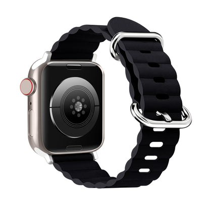 Ocean Style Leather Watch Strap For Apple Watch Ultra 49mm / Series 8&7 45mm / SE 2&6&SE&5&4 44mm / 3&2&1 42mm(Midnight) by bashfashion