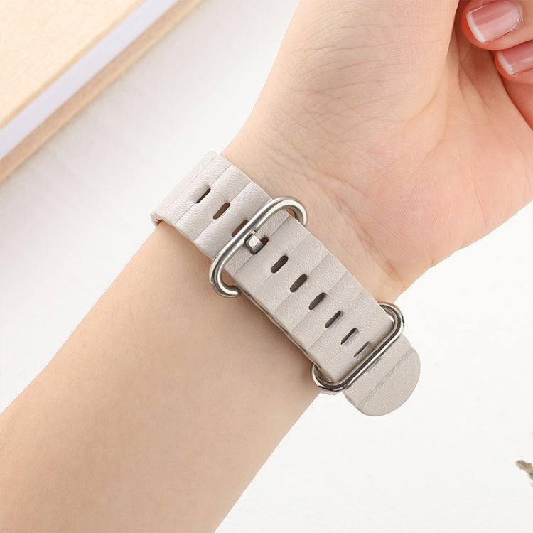 Ocean Style Leather Watch Strap For Apple Watch Ultra 49mm / Series 8&7 45mm / SE 2&6&SE&5&4 44mm / 3&2&1 42mm(Starlight) by bashfashion