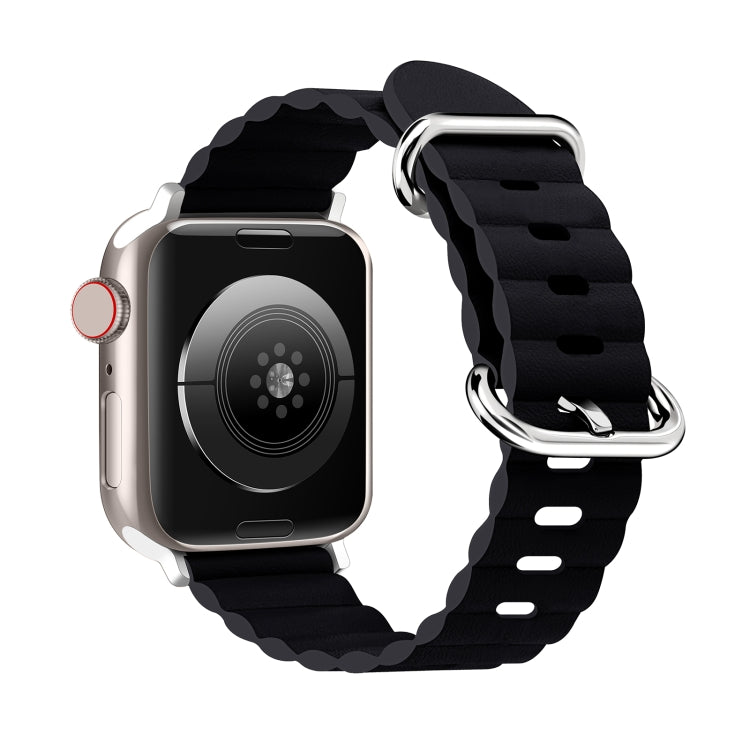 Ocean Style Leather Watch Strap For Apple Watch Series 8&7 41mm / SE 2&6&SE&5&4 40mm / 3&2&1 38mm(Midnight) by bashfashion