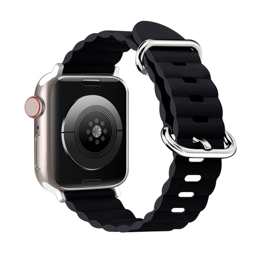 Ocean Style Leather Watch Strap For Apple Watch Series 8&7 41mm / SE 2&6&SE&5&4 40mm / 3&2&1 38mm(Midnight) by bashfashion