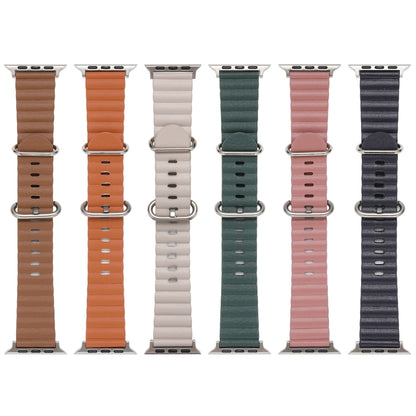 Ocean Style Leather Watch Strap For Apple Watch Series 8&7 41mm / SE 2&6&SE&5&4 40mm / 3&2&1 38mm(Starlight) by bashfashion