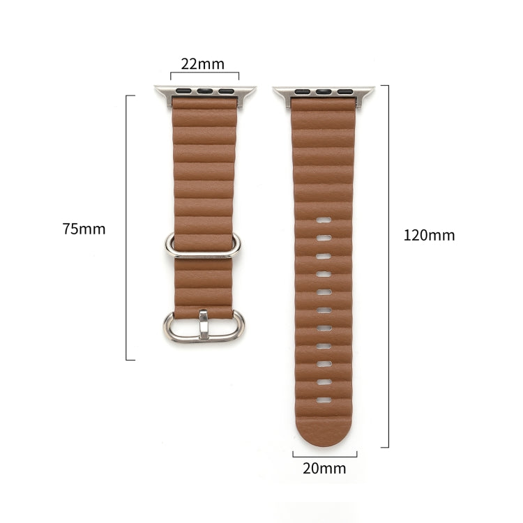 Ocean Style Leather Watch Strap For Apple Watch Series 8&7 41mm / SE 2&6&SE&5&4 40mm / 3&2&1 38mm(Midnight) by bashfashion