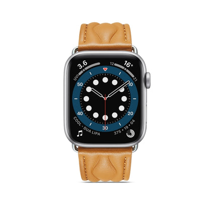 Hyperbolic Wave Leather Strap For Apple Watch Series 8&7 41mm / SE 2&6&SE&5&4 40mm / 3&2&1 38mm(Khaki) by bashfashion