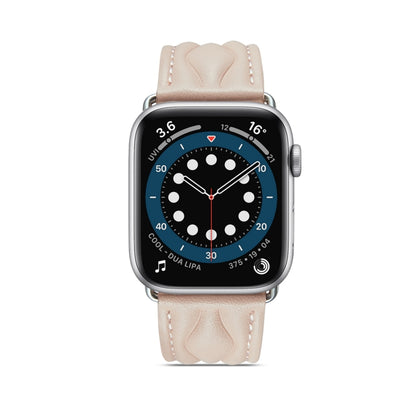 Hyperbolic Wave Leather Strap For Apple Watch Series 8&7 41mm / SE 2&6&SE&5&4 40mm / 3&2&1 38mm(Soft Pink) by bashfashion