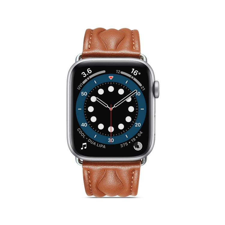 Hyperbolic Wave Leather Strap For Apple Watch Series 8&7 41mm / SE 2&6&SE&5&4 40mm / 3&2&1 38mm(Brown) by bashfashion