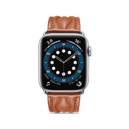 Hyperbolic Wave Leather Strap For Apple Watch Series 8&7 41mm / SE 2&6&SE&5&4 40mm / 3&2&1 38mm(Brown) by bashfashion