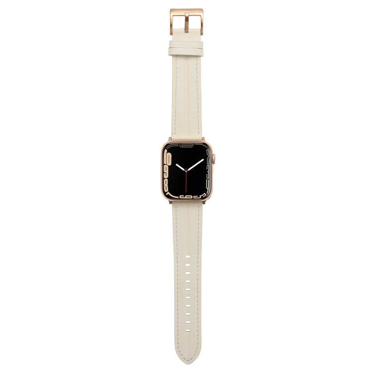 Fluted Leather Strap For Apple Watch Series 8&7 41mm / SE 2&6&SE&5&4 40mm / 3&2&1 38mm(Off White) by bashfashion