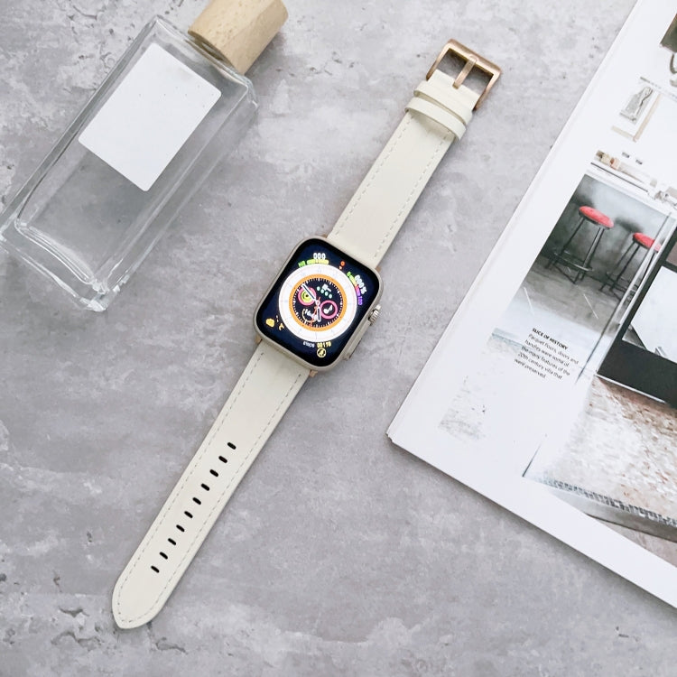 Fluted Leather Strap For Apple Watch Series 8&7 41mm / SE 2&6&SE&5&4 40mm / 3&2&1 38mm(Off White) by bashfashion