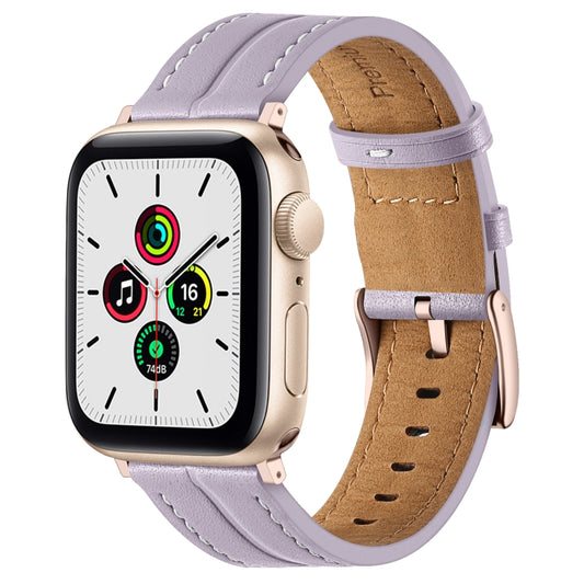 Fluted Leather Strap For Apple Watch Series 8&7 41mm / SE 2&6&SE&5&4 40mm / 3&2&1 38mm(Purple) by bashfashion