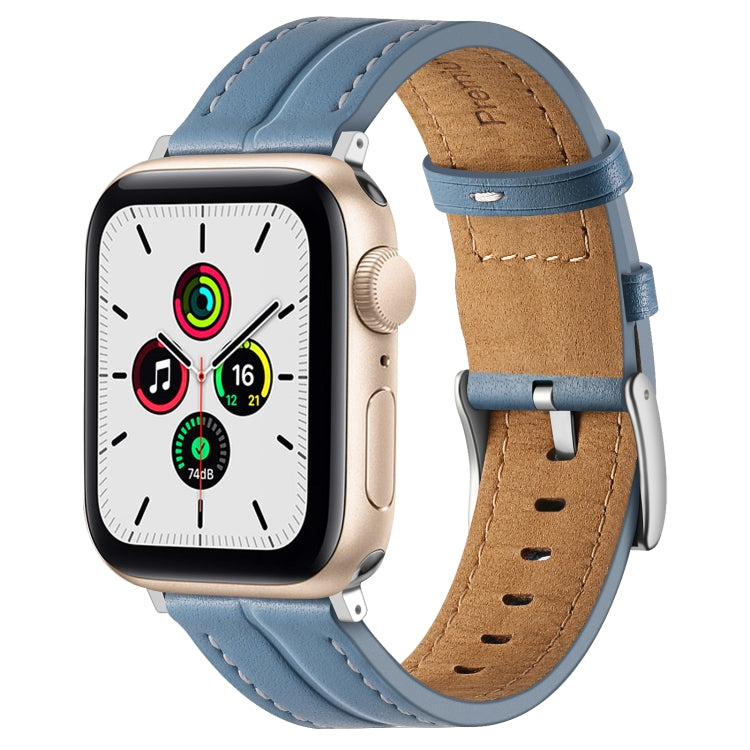 Fluted Leather Strap For Apple Watch Series 8&7 41mm / SE 2&6&SE&5&4 40mm / 3&2&1 38mm(Blue) by bashfashion
