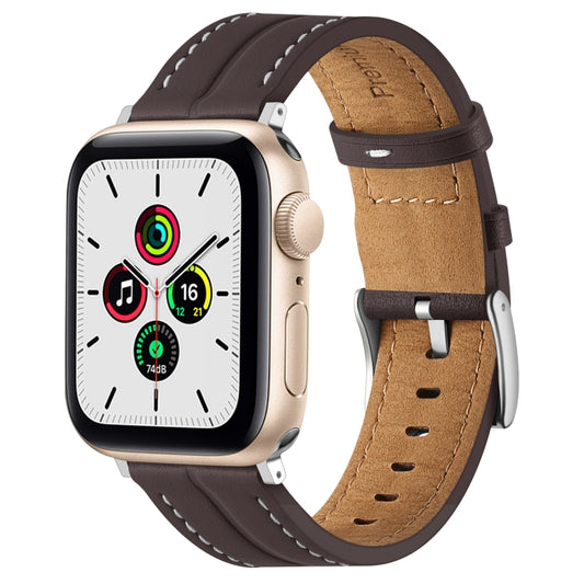 Fluted Leather Strap For Apple Watch Series 8&7 41mm / SE 2&6&SE&5&4 40mm / 3&2&1 38mm(Coffee) by bashfashion