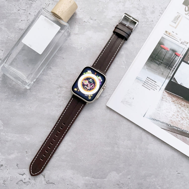 Fluted Leather Strap For Apple Watch Series 8&7 41mm / SE 2&6&SE&5&4 40mm / 3&2&1 38mm(Coffee) by bashfashion