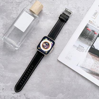 Fluted Leather Strap For Apple Watch Series 8&7 41mm / SE 2&6&SE&5&4 40mm / 3&2&1 38mm(Black) by bashfashion