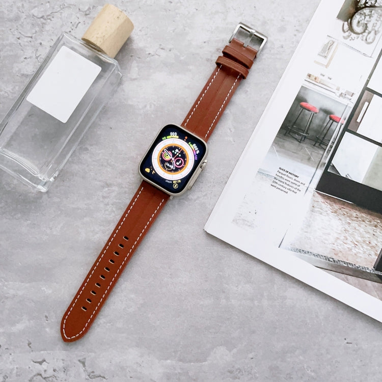 Fluted Leather Strap For Apple Watch Series 8&7 41mm / SE 2&6&SE&5&4 40mm / 3&2&1 38mm(Brown) by bashfashion