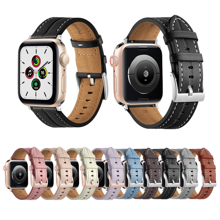 Fluted Leather Strap For Apple Watch Series 8&7 41mm / SE 2&6&SE&5&4 40mm / 3&2&1 38mm(Purple) by bashfashion