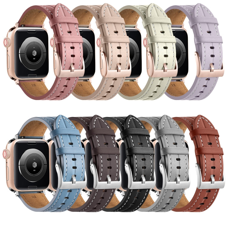 Fluted Leather Strap For Apple Watch Series 8&7 41mm / SE 2&6&SE&5&4 40mm / 3&2&1 38mm(Light Pink) by bashfashion