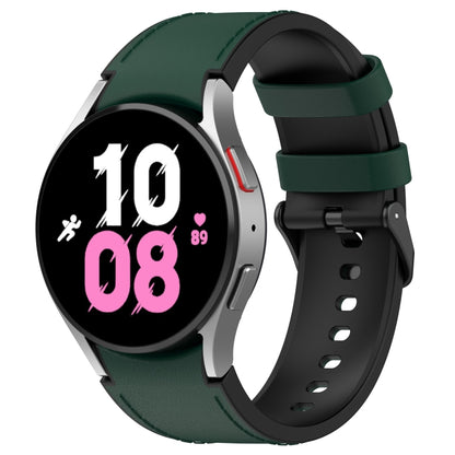 For Samsung Galaxy Watch5 44mm / 40mm Silicone Leather Black Buckle Watch Band, Size:S(Olive Green) by bashfashion
