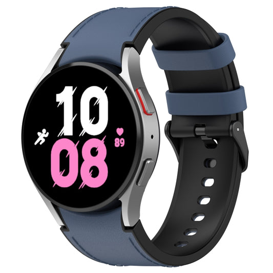 For Samsung Galaxy Watch5 44mm / 40mm Silicone Leather Black Buckle Watch Band, Size:S(Midnight Blue) by bashfashion