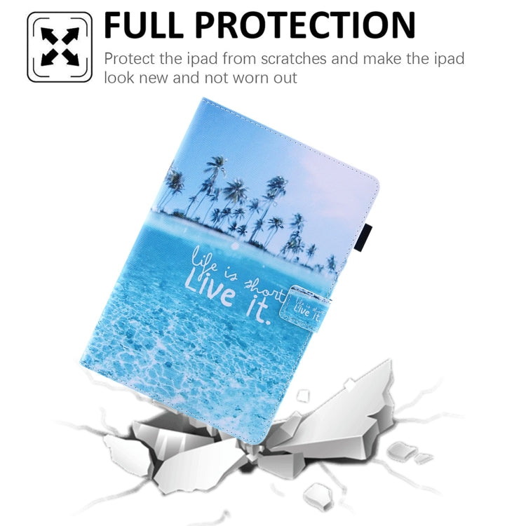 For iPad 2025 / 2022 Colored Drawing Leather Smart Tablet Case(Beach) by bashfashion