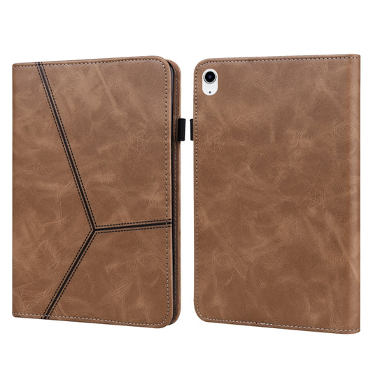 For iPad 2025 / 2022 Solid Color Embossed Striped Leather Tablet Case(Brown) by bashfashion