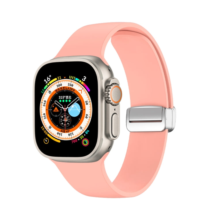 Folding Buckle Silicone Watch Band For Apple Watch Ultra 49mm(Pink) by bashfashion