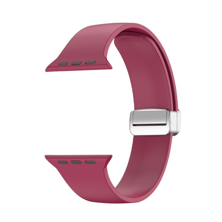 Folding Buckle Silicone Watch Band For Apple Watch Ultra 49mm(Wine Red) by bashfashion