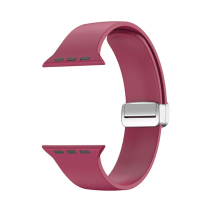 Folding Buckle Silicone Watch Band For Apple Watch Ultra 49mm(Wine Red) by bashfashion