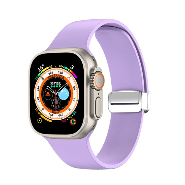 Folding Buckle Silicone Watch Band For Apple Watch Ultra 49mm(Light Purple) by bashfashion