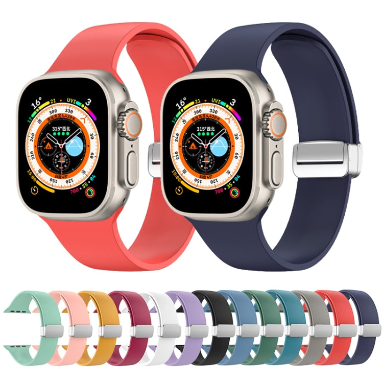 Folding Buckle Silicone Watch Band For Apple Watch Ultra 49mm(Grey) by bashfashion