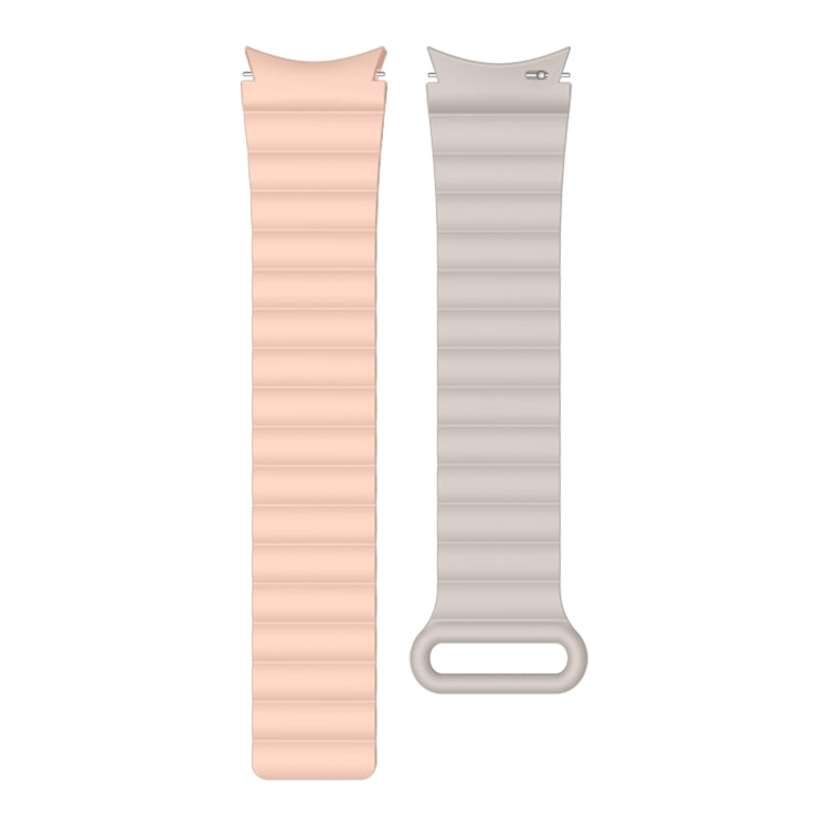 For Samsung Galaxy Watch5 40mm / 44mm Silicone Magnetic Watch Band(Pink Beige) by bashfashion