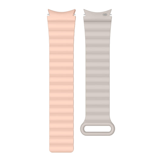 For Samsung Galaxy Watch5 40mm / 44mm Silicone Magnetic Watch Band(Pink Beige) by bashfashion