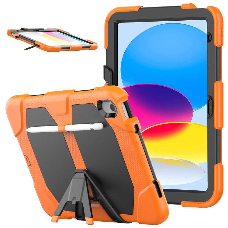 For iPad 2025 / 2022 Rugged Silicone Hard PC Tablet Case with Holder(Orange) by bashfashion