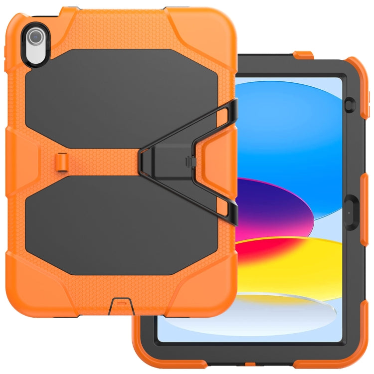 For iPad 2025 / 2022 Rugged Silicone Hard PC Tablet Case with Holder(Orange) by bashfashion