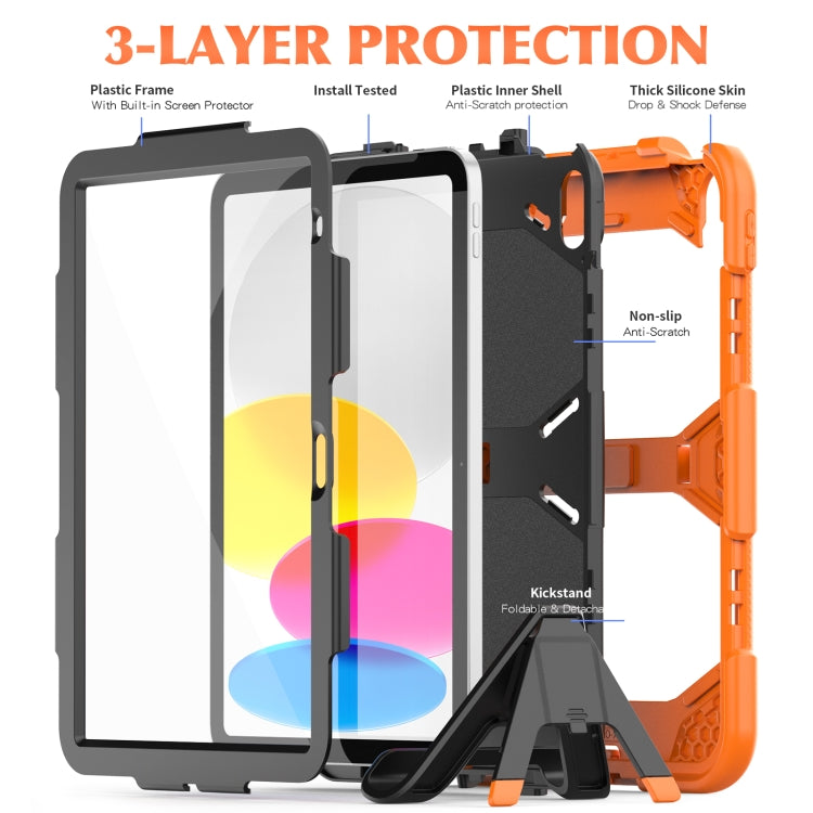 For iPad 2025 / 2022 Rugged Silicone Hard PC Tablet Case with Holder(Orange) by bashfashion