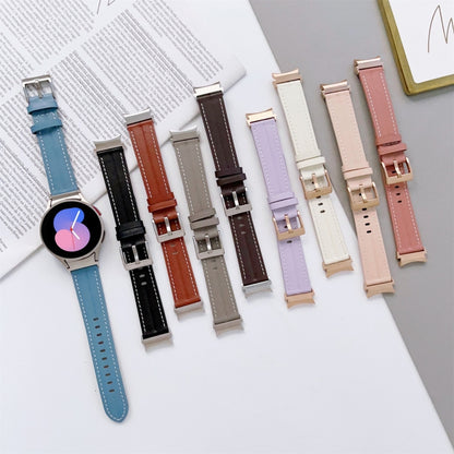 For Samsung Galaxy Watch5 40mm / 44mm Grooved Genuine Leather Watch Band(Black) by bashfashion