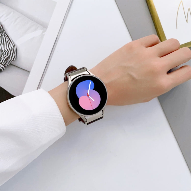 For Samsung Galaxy Watch5 40mm / 44mm Grooved Genuine Leather Watch Band(Black) by bashfashion