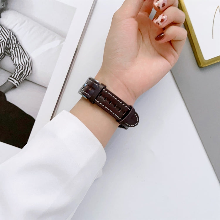 For Samsung Galaxy Watch5 40mm / 44mm Grooved Genuine Leather Watch Band(Black) by bashfashion