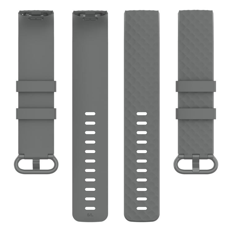 xDfind 18mm Silver Color Buckle TPU Wrist Strap Watch Band for Fitbit Charge 4 / Charge 4 SE / Charge 3 / Charge 3 SE, Size: S(Grey) by xDfind